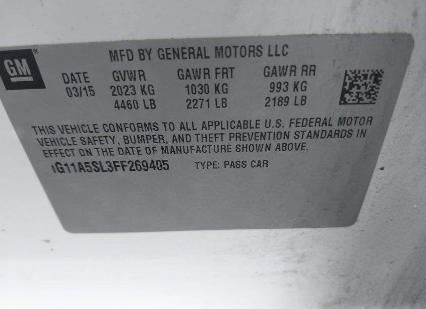 Photo 9 of 2015 Chevrolet Malibu 1FL (VIN 1G11A5SL3FF269405)