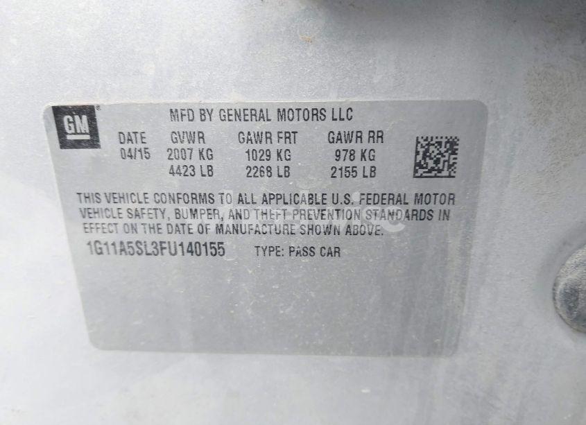Photo 9 of 2015 Chevrolet Malibu 1FL (VIN 1G11A5SL3FU140155)