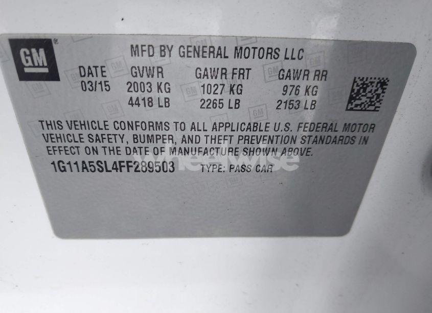Photo 9 of 2015 Chevrolet Malibu 1FL (VIN 1G11A5SL4FF289503)