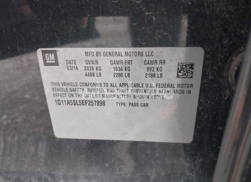 Photo 9 of 2014 Chevrolet Malibu 1FL (VIN 1G11A5SL5EF257898)