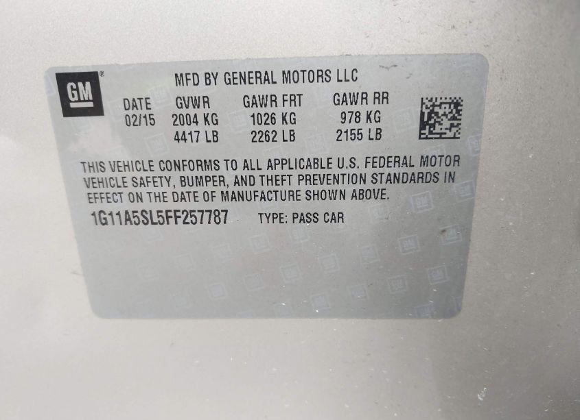 Photo 9 of 2015 Chevrolet Malibu 1FL (VIN 1G11A5SL5FF257787)