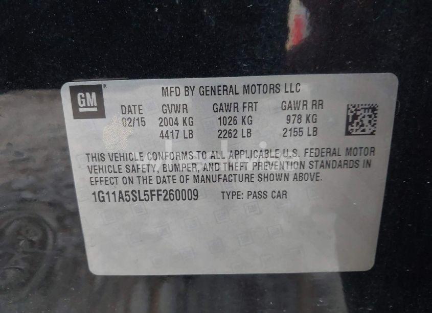 Photo 9 of 2015 Chevrolet Malibu 1FL (VIN 1G11A5SL5FF260009)