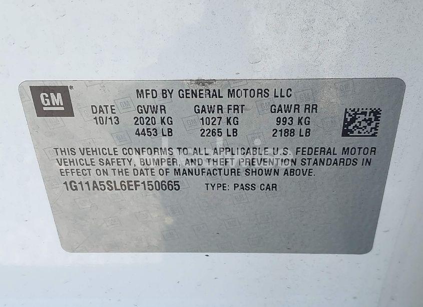 Photo 9 of 2014 Chevrolet Malibu 1FL (VIN 1G11A5SL6EF150665)