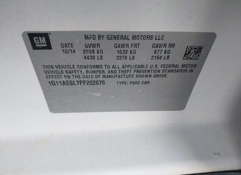 Photo 9 of 2015 Chevrolet Malibu 1FL (VIN 1G11A5SL7FF202676)