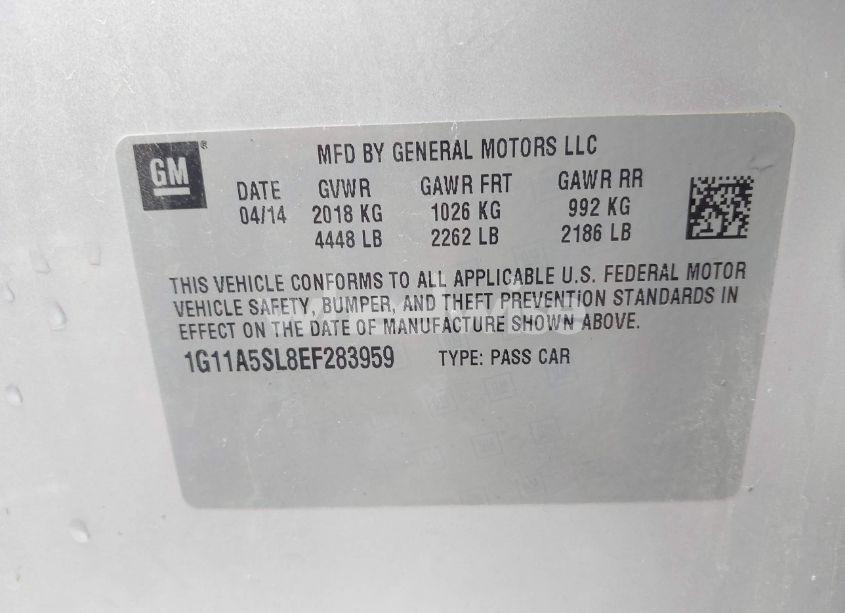 Photo 9 of 2014 Chevrolet Malibu 1FL (VIN 1G11A5SL8EF283959)