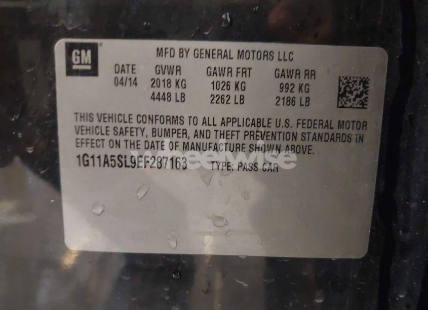Photo 9 of 2014 Chevrolet Malibu 1FL (VIN 1G11A5SL9EF287163)