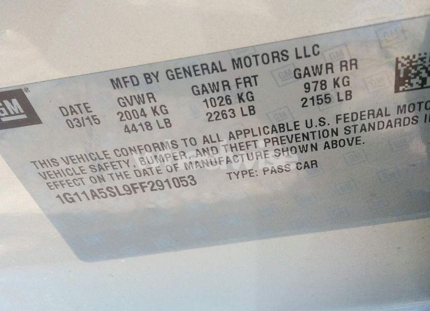 Photo 9 of 2015 Chevrolet Malibu 1FL (VIN 1G11A5SL9FF291053)
