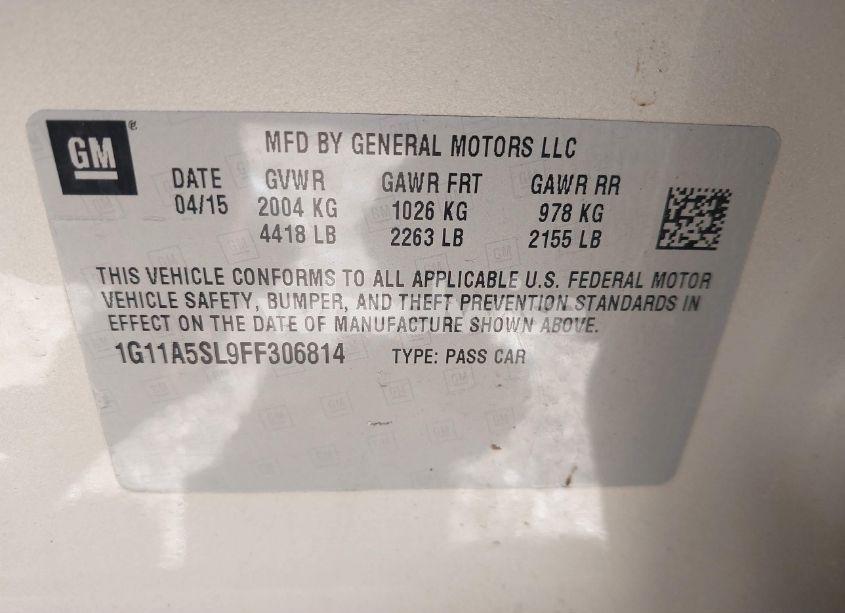 Photo 9 of 2015 Chevrolet Malibu 1FL (VIN 1G11A5SL9FF306814)