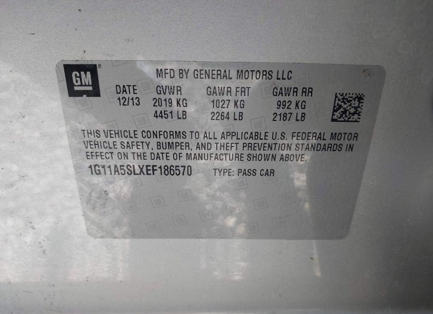 Photo 9 of 2014 Chevrolet Malibu 1FL (VIN 1G11A5SLXEF186570)