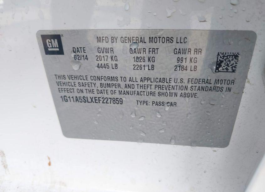 Photo 9 of 2014 Chevrolet Malibu 1FL (VIN 1G11A5SLXEF227859)