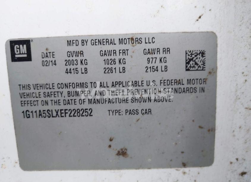 Photo 9 of 2014 Chevrolet Malibu 1FL (VIN 1G11A5SLXEF228252)