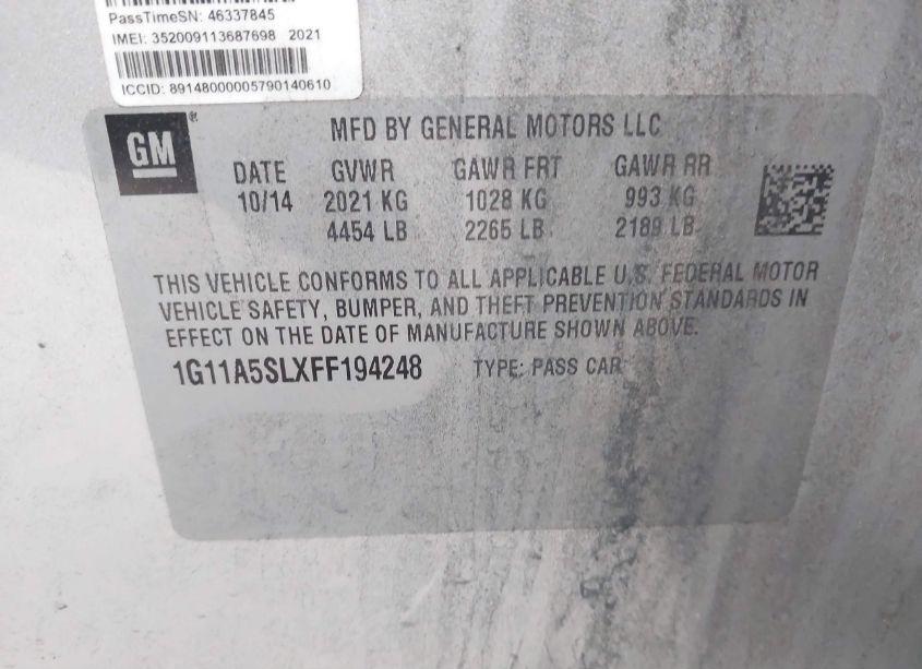 Photo 9 of 2015 Chevrolet Malibu 1FL (VIN 1G11A5SLXFF194248)