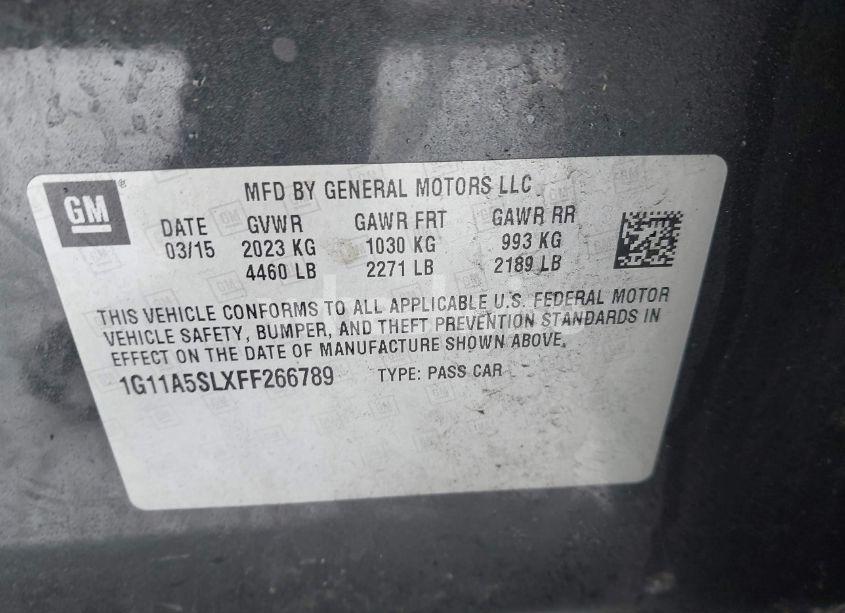 Photo 9 of 2015 Chevrolet Malibu 1FL (VIN 1G11A5SLXFF266789)