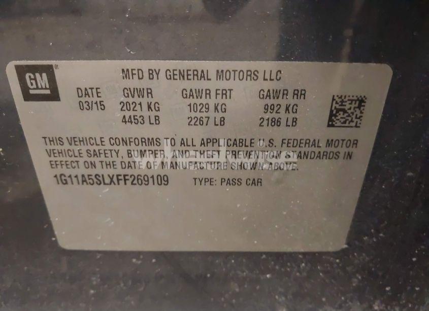 Photo 9 of 2015 Chevrolet Malibu 1FL (VIN 1G11A5SLXFF269109)