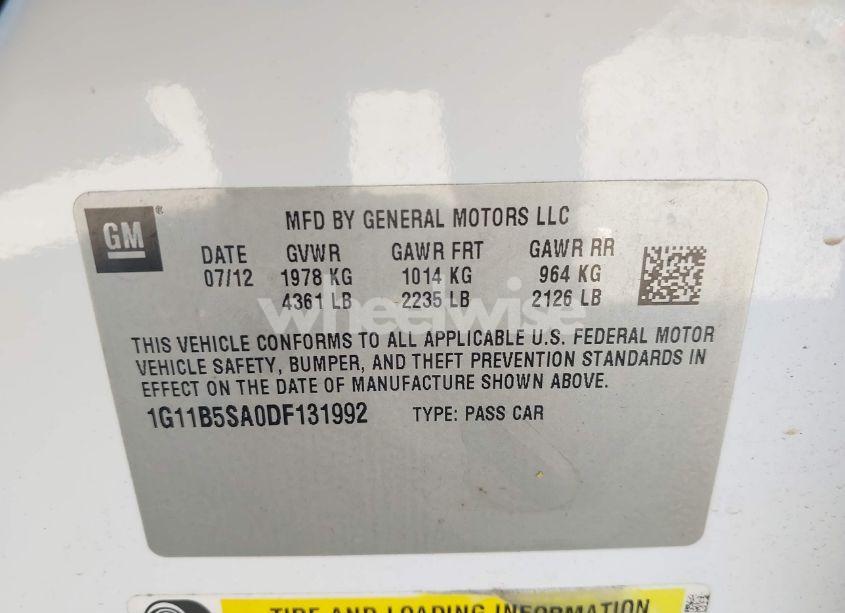 Photo 9 of 2013 Chevrolet Malibu 1LS (VIN 1G11B5SA0DF131992)