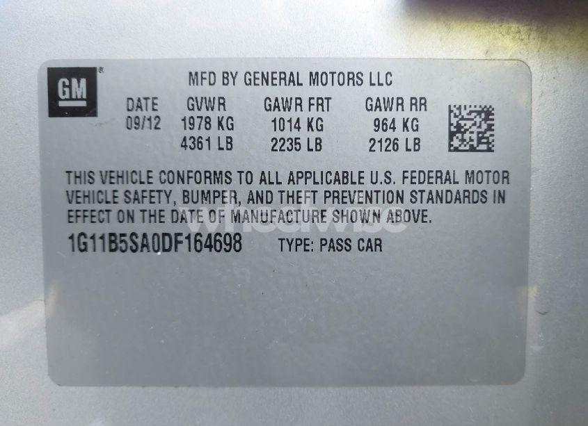 Photo 9 of 2013 Chevrolet Malibu 1LS (VIN 1G11B5SA0DF164698)