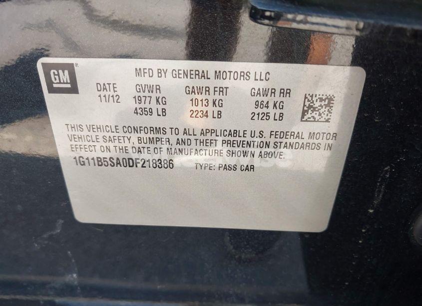 Photo 9 of 2013 Chevrolet Malibu 1LS (VIN 1G11B5SA0DF218386)