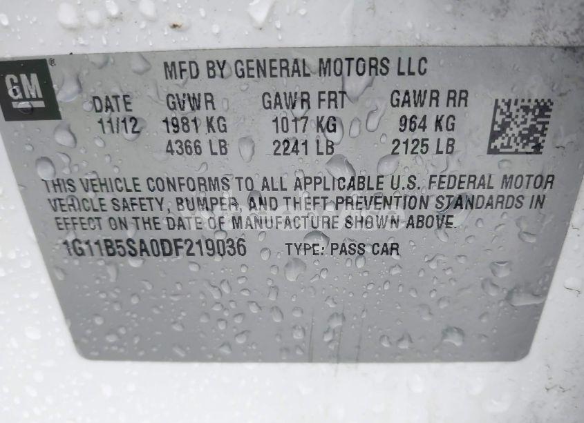 Photo 9 of 2013 Chevrolet Malibu 1LS (VIN 1G11B5SA0DF219036)