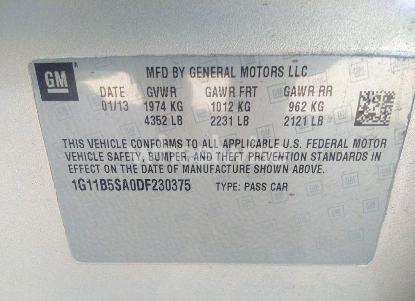 Photo 9 of 2013 Chevrolet Malibu 1LS (VIN 1G11B5SA0DF230375)