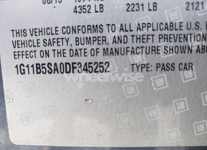 Photo 9 of 2013 Chevrolet Malibu 1LS (VIN 1G11B5SA0DF345252)