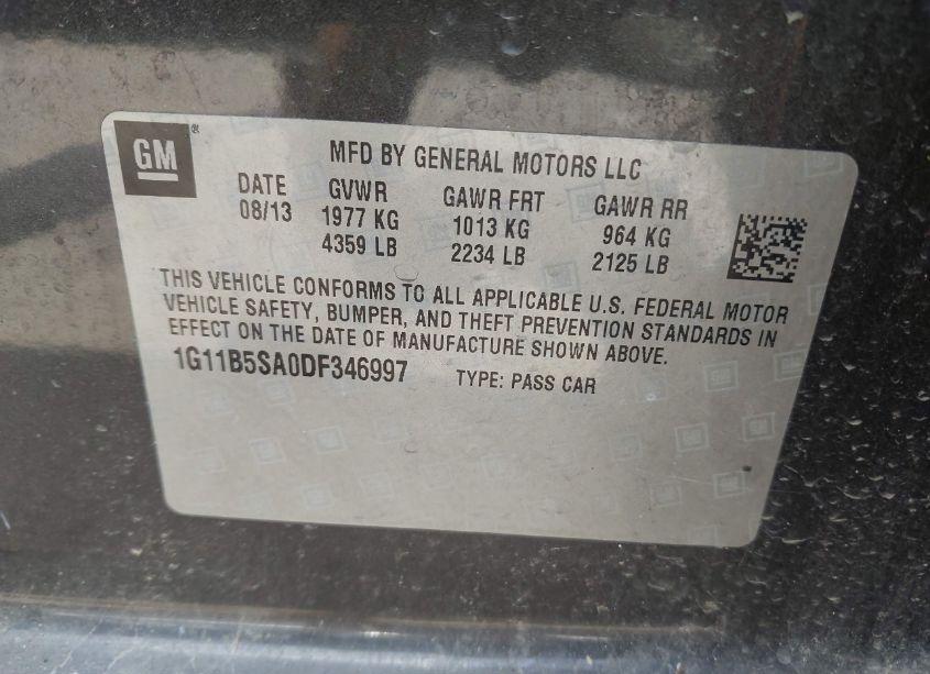 Photo 9 of 2013 Chevrolet Malibu 1LS (VIN 1G11B5SA0DF346997)