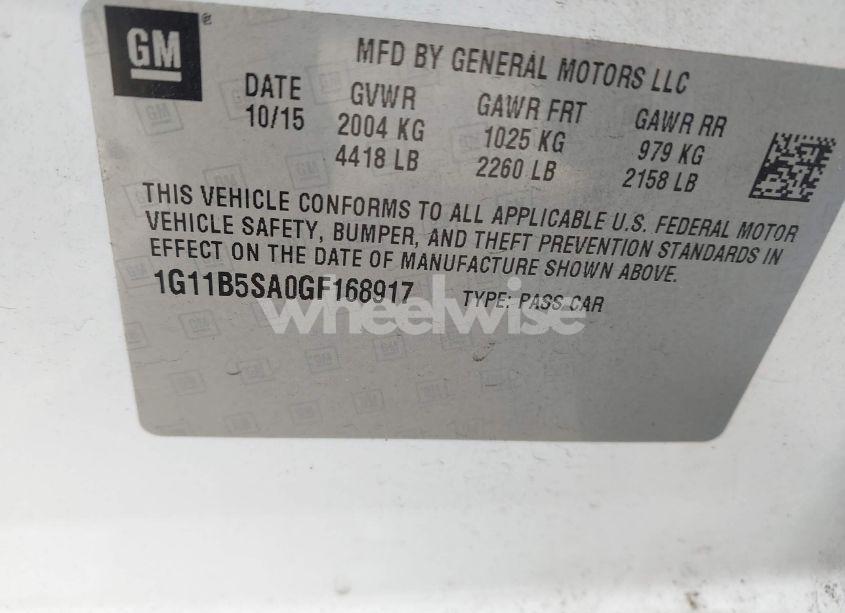 Photo 9 of 2016 Chevrolet Malibu LIMITED LS (VIN 1G11B5SA0GF168917)