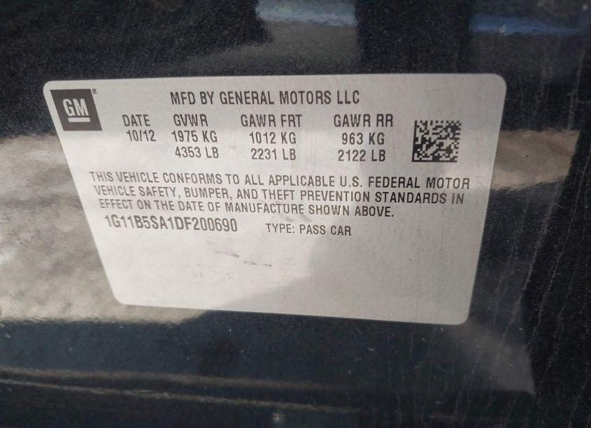 Photo 9 of 2013 Chevrolet Malibu 1LS (VIN 1G11B5SA1DF200690)