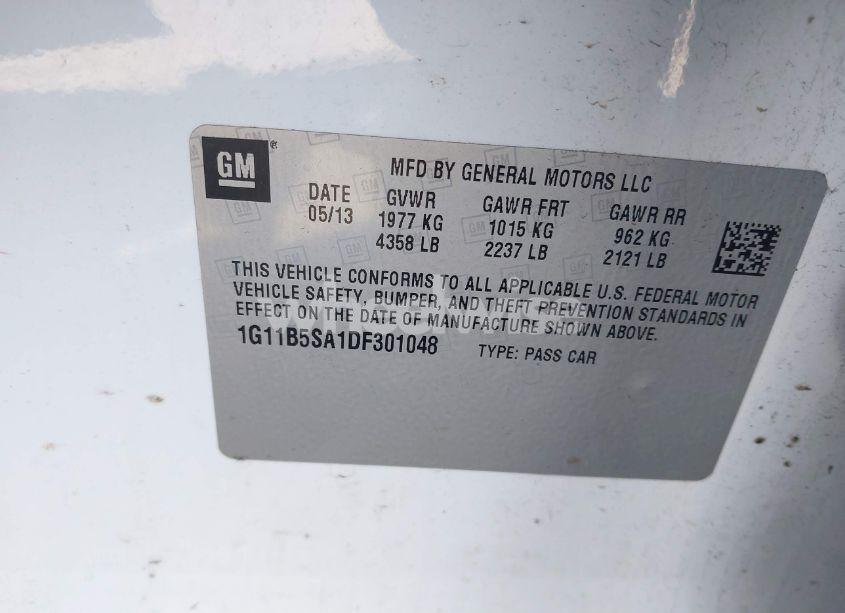 Photo 9 of 2013 Chevrolet Malibu 1LS (VIN 1G11B5SA1DF301048)