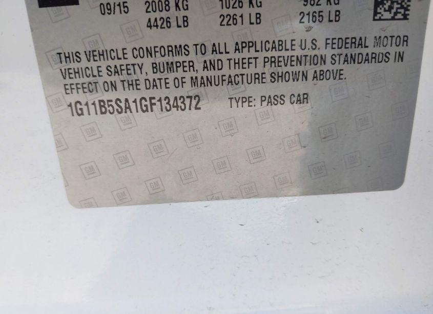 Photo 9 of 2016 Chevrolet Malibu LIMITED LS (VIN 1G11B5SA1GF134372)