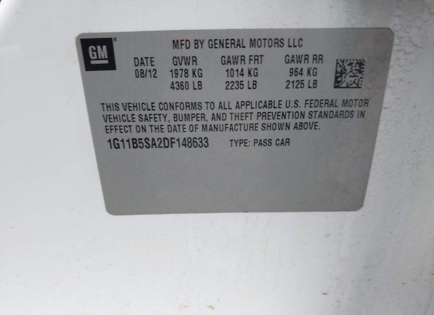 Photo 9 of 2013 Chevrolet Malibu 1LS (VIN 1G11B5SA2DF148633)