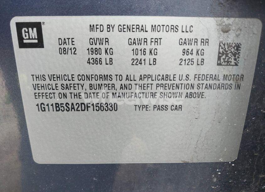 Photo 9 of 2013 Chevrolet Malibu 1LS (VIN 1G11B5SA2DF156330)