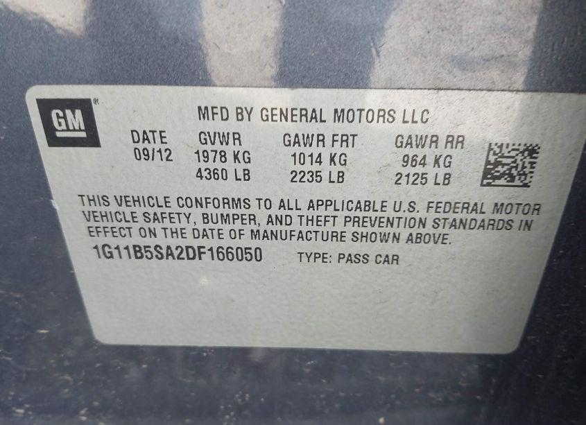 Photo 9 of 2013 Chevrolet Malibu 1LS (VIN 1G11B5SA2DF166050)
