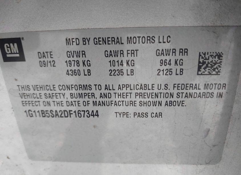 Photo 9 of 2013 Chevrolet Malibu 1LS (VIN 1G11B5SA2DF167344)