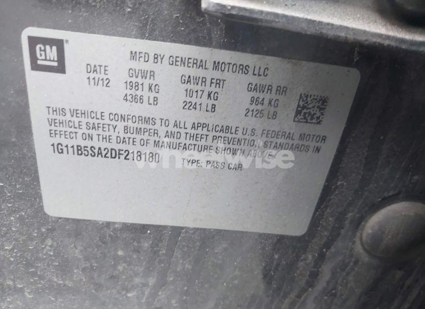 Photo 9 of 2013 Chevrolet Malibu 1LS (VIN 1G11B5SA2DF218180)