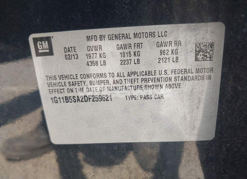 Photo 9 of 2013 Chevrolet Malibu 1LS (VIN 1G11B5SA2DF259621)
