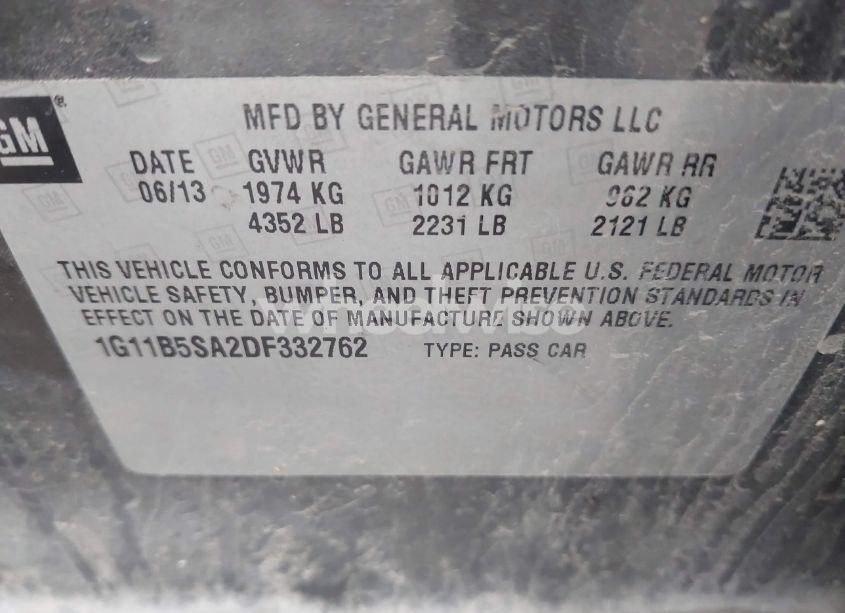 Photo 9 of 2013 Chevrolet Malibu 1LS (VIN 1G11B5SA2DF332762)