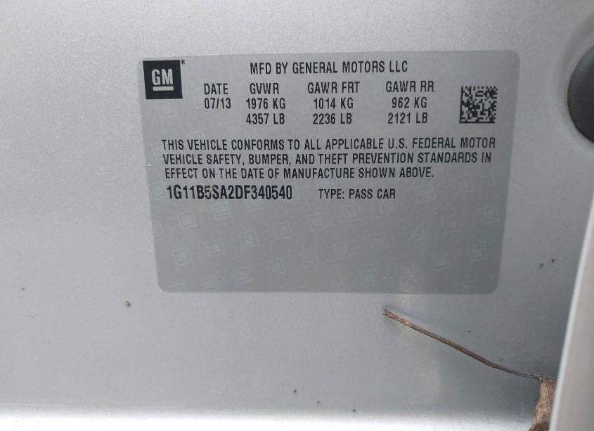 Photo 9 of 2013 Chevrolet Malibu 1LS (VIN 1G11B5SA2DF340540)