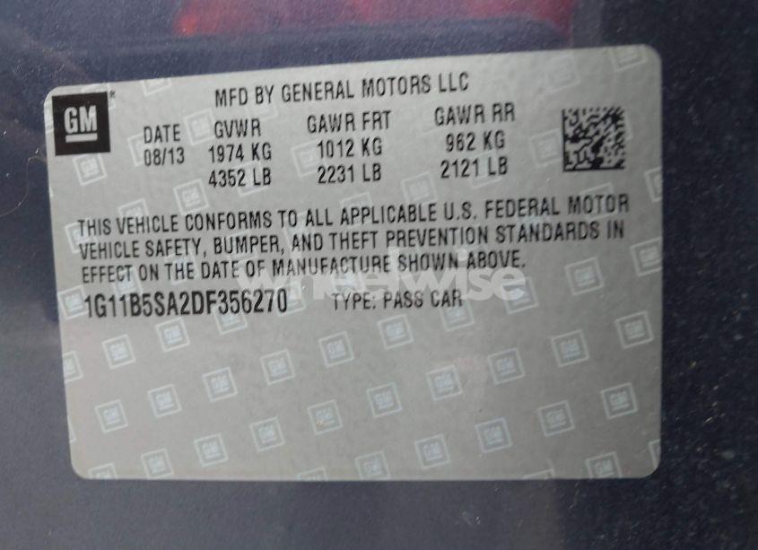 Photo 9 of 2013 Chevrolet Malibu 1LS (VIN 1G11B5SA2DF356270)