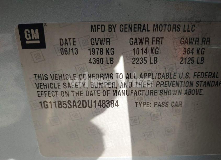 Photo 9 of 2013 Chevrolet Malibu 1LS (VIN 1G11B5SA2DU148384)