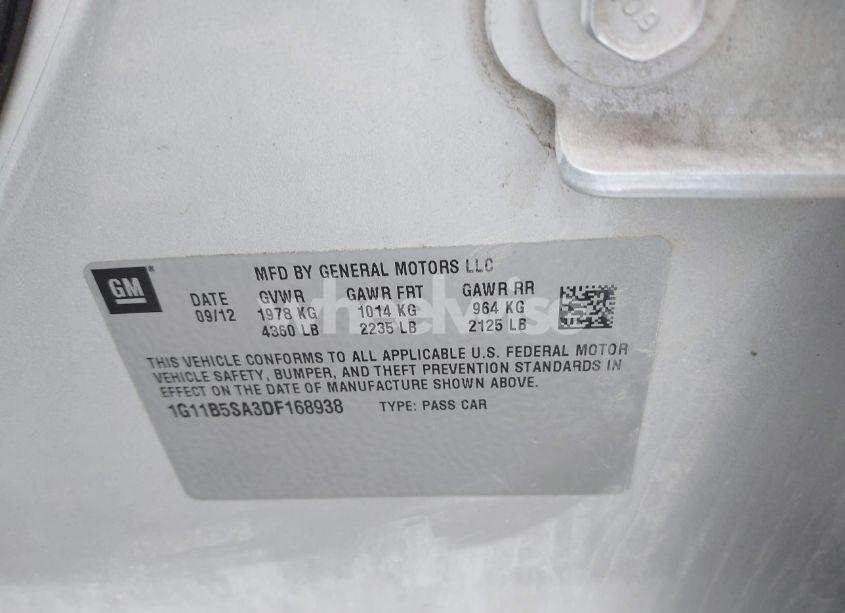 Photo 9 of 2013 Chevrolet Malibu 1LS (VIN 1G11B5SA3DF168938)