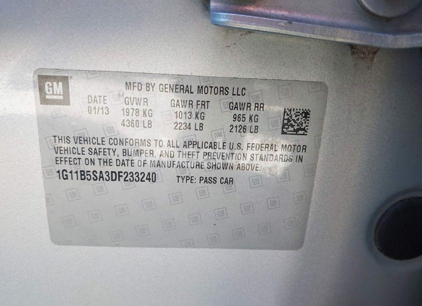 Photo 9 of 2013 Chevrolet Malibu 1LS (VIN 1G11B5SA3DF233240)