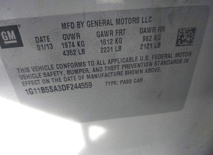 Photo 9 of 2013 Chevrolet Malibu 1LS (VIN 1G11B5SA3DF244559)
