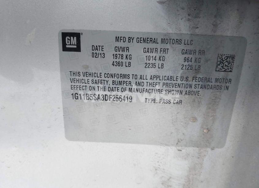 Photo 9 of 2013 Chevrolet Malibu 1LS (VIN 1G11B5SA3DF256419)