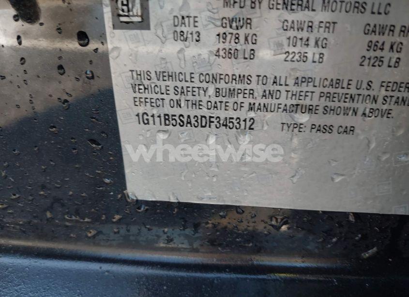 Photo 9 of 2013 Chevrolet Malibu 1LS (VIN 1G11B5SA3DF345312)