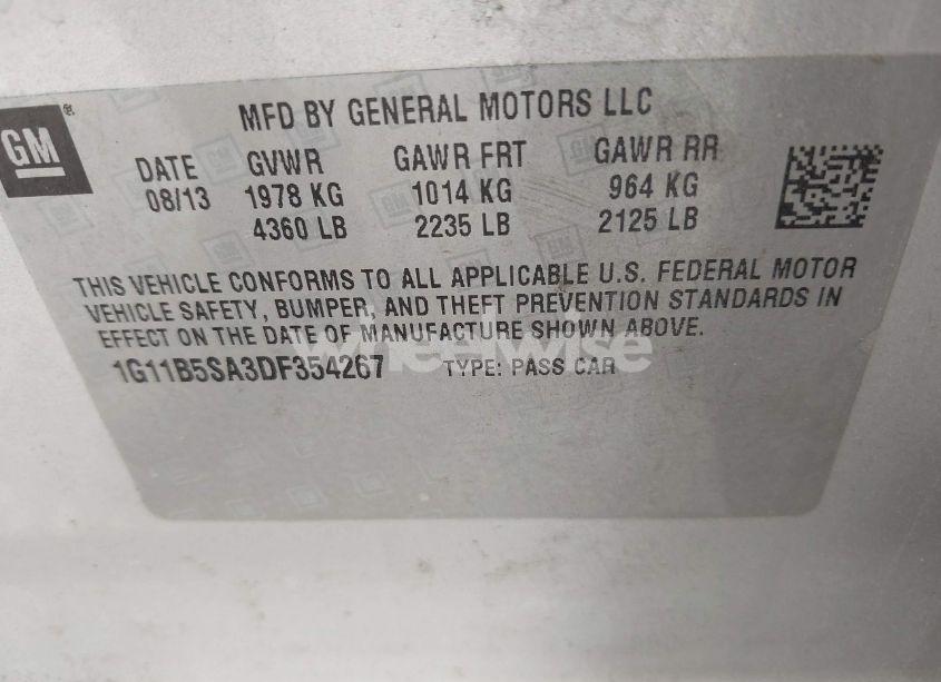 Photo 9 of 2013 Chevrolet Malibu 1LS (VIN 1G11B5SA3DF354267)