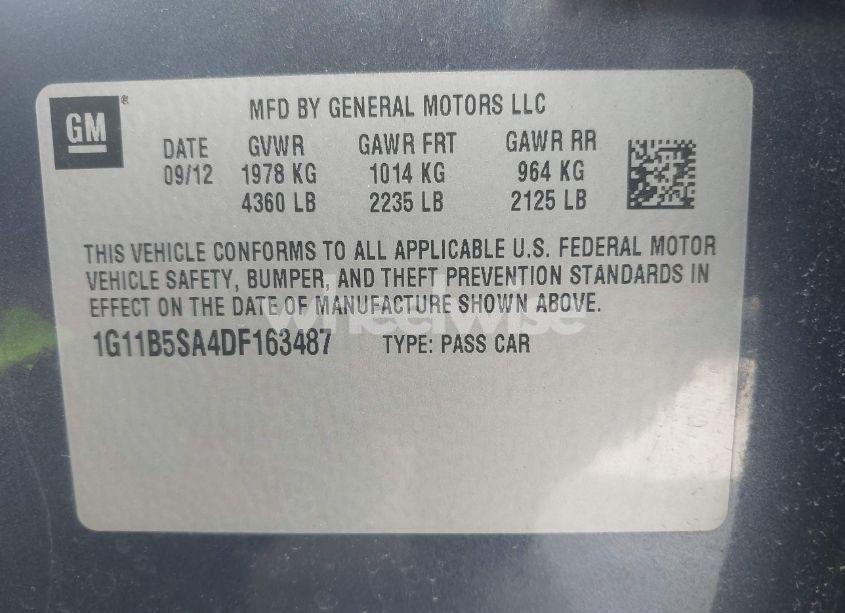 Photo 9 of 2013 Chevrolet Malibu 1LS (VIN 1G11B5SA4DF163487)