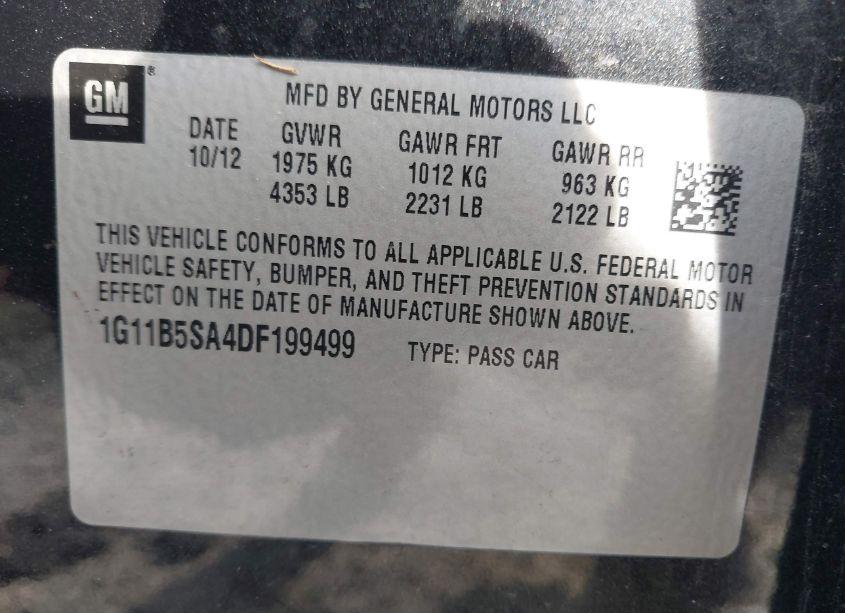 Photo 9 of 2013 Chevrolet Malibu 1LS (VIN 1G11B5SA4DF199499)