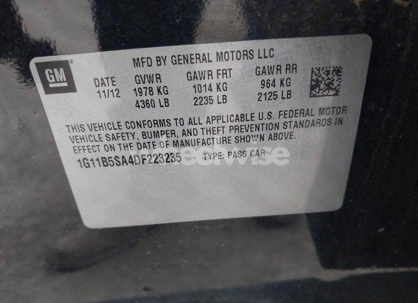 Photo 9 of 2013 Chevrolet Malibu 1LS (VIN 1G11B5SA4DF223235)