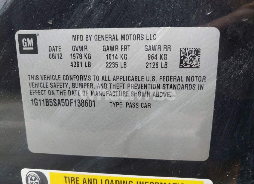 Photo 9 of 2013 Chevrolet Malibu 1LS (VIN 1G11B5SA5DF138601)