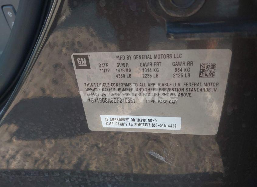 Photo 9 of 2013 Chevrolet Malibu 1LS (VIN 1G11B5SA5DF210851)